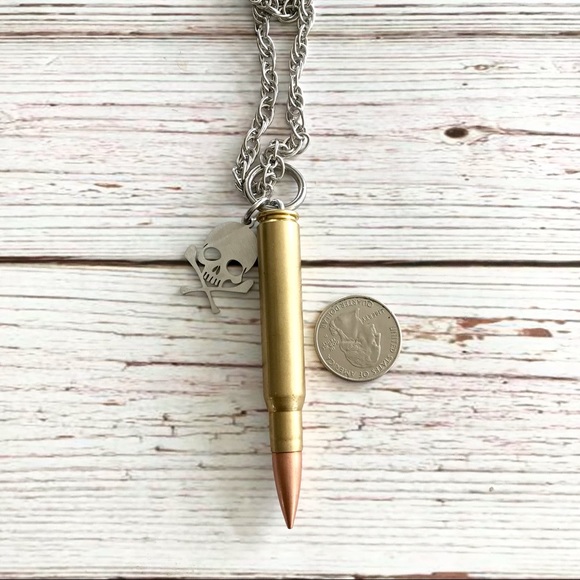30 Aught Six Bullet with Skull Pendant Chain - Picture 2 of 3